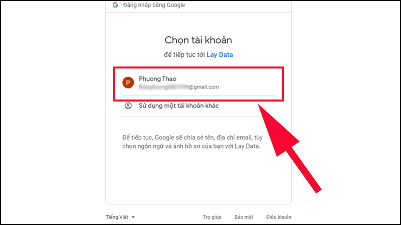 Chọn Email của bạn.